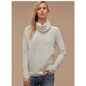 Aritzia Community Plutarch Wool Turtleneck Sweater - Light Gray Color